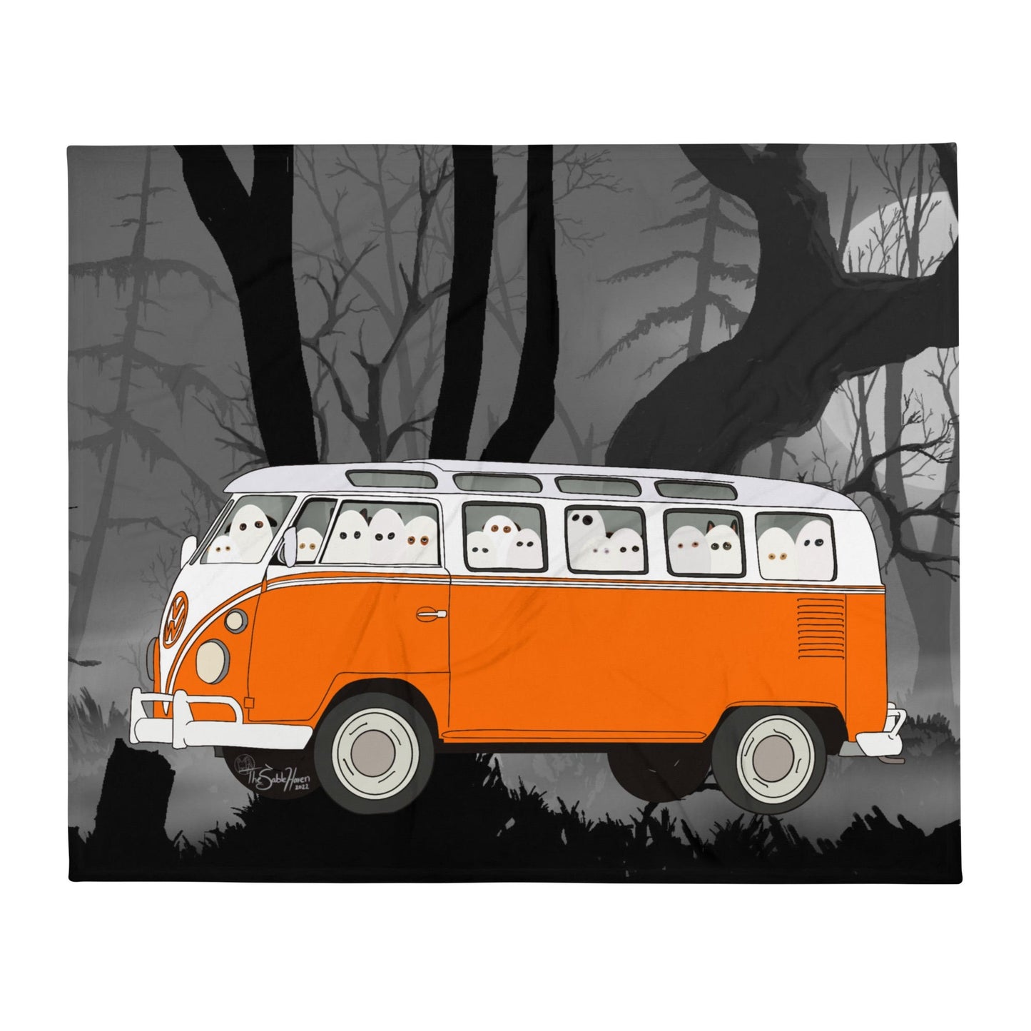 Ghostie Dogs Bus Throw Blanket Volkshaunt 2023
